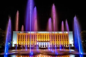 Сухой пешеходный фонтан в Ужгороде